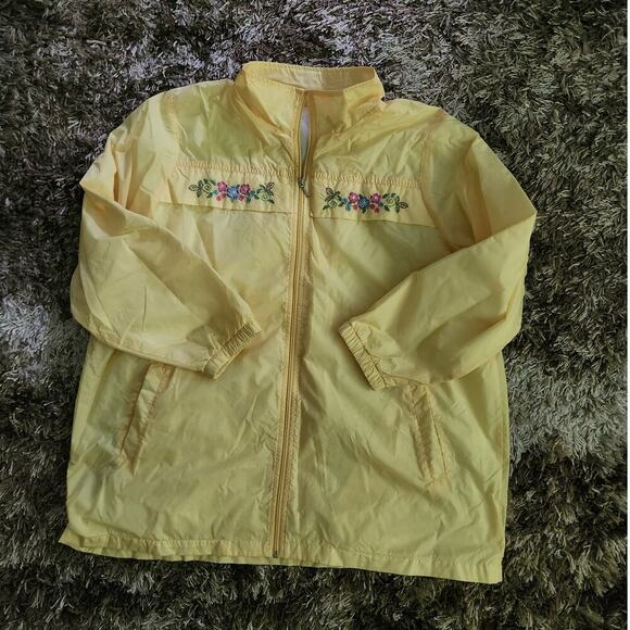 Blair Jacket Women's Sz 2XL Yellow Floral Windbreaker Full Zip Mock Neck VTG - Picture 1 of 6